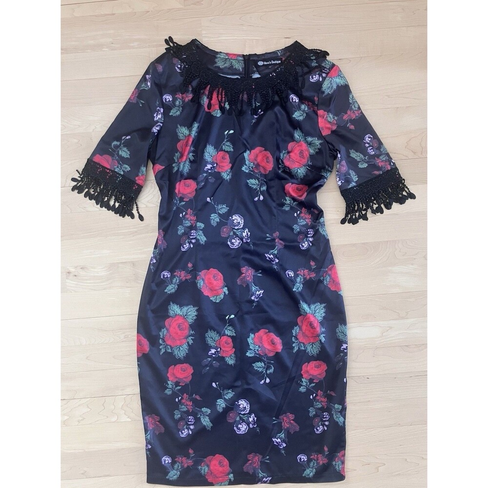 Rockabilly Gothic Sheath Tassel Dress Mona’s Boutique British Boutique Size US 6